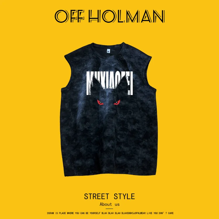 OFF HOLMAN2025夏季新款潮流时尚百搭恶魔之眼印花扎染无袖背心