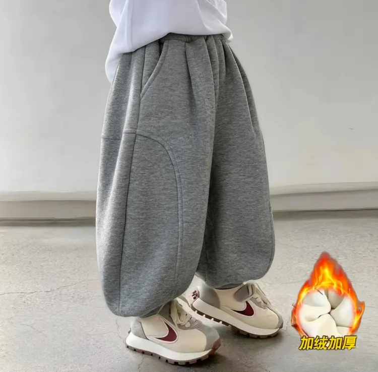 春秋休闲风长裤运动风休闲裤男童女学院风森系加绒加厚
