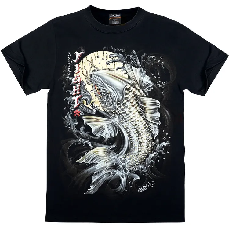 金色锦鲤 鲤鱼国风大图夜光短袖 限量款