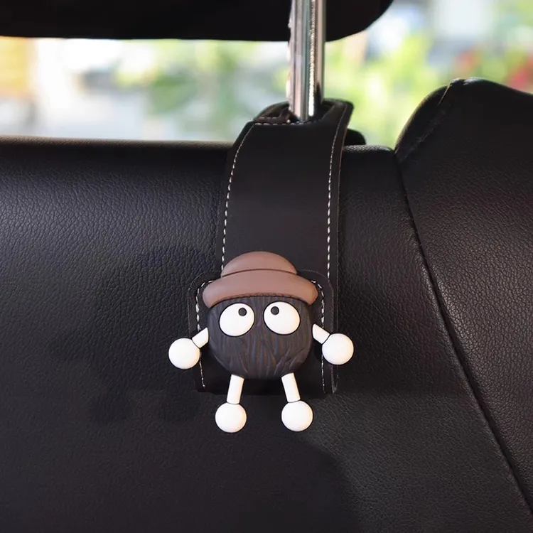 车载挂钩创意煤球装饰车内座椅挂钩汽车上收纳男士高颜值车上摆件