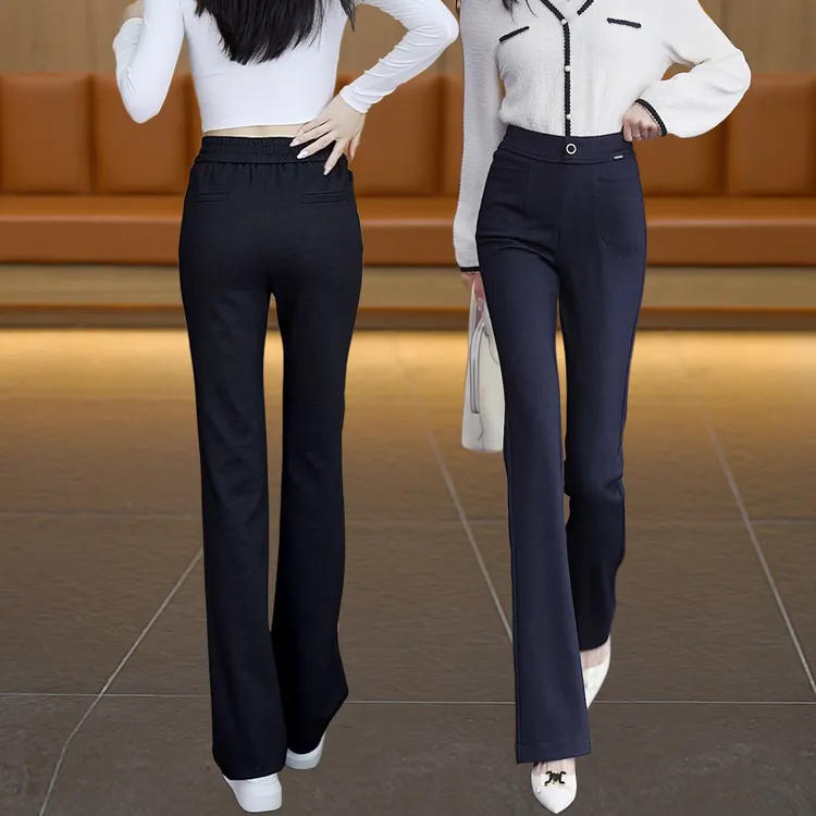 修身牛仔喇叭裤女2025新款高腰弹力垂感显瘦裤子松紧腰微喇裤