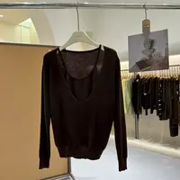 深圳南油白桃美美 早秋新宠假两件V领长袖针织衫女时尚气质A2928