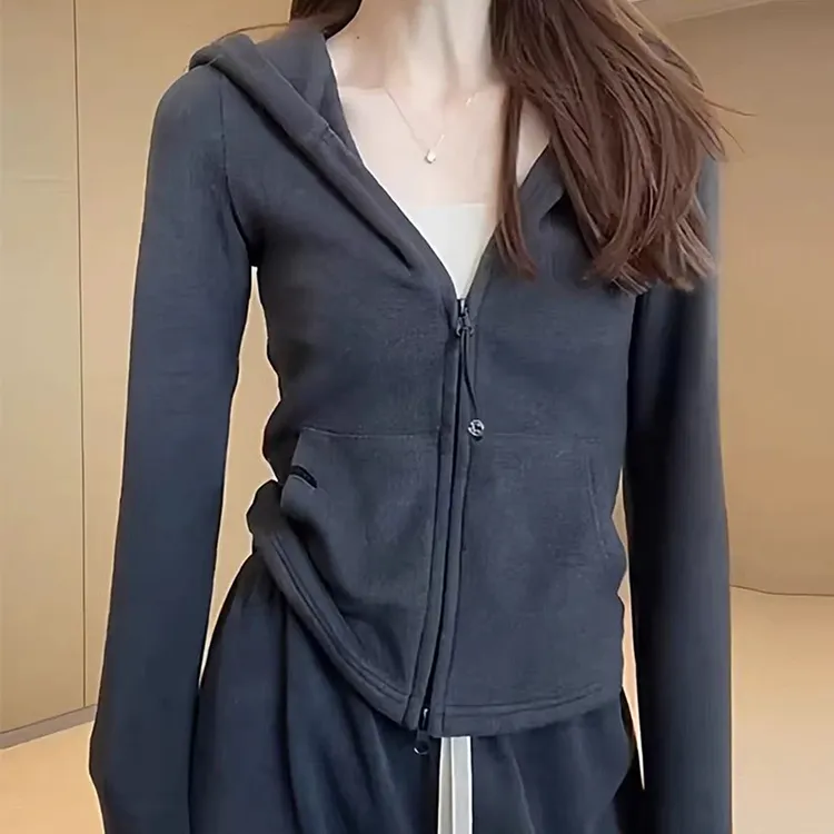 加厚德绒2025新款秋冬休闲气质百搭运动上衣锁温热循环连帽外套女