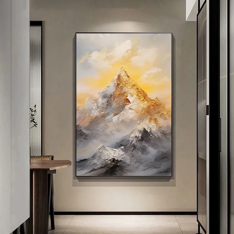 【日照金山】现代高级感客厅玄关现代装饰客厅生活日照金山背景墙画