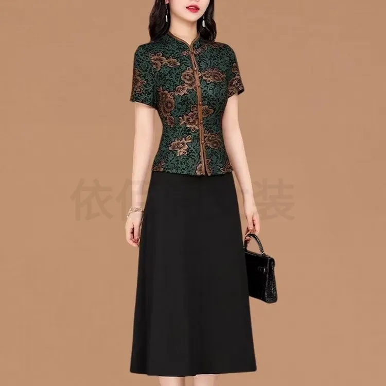 中老年女夏季连衣裙2025新款时尚洋气减龄遮肚子中年妈妈夏装裙子