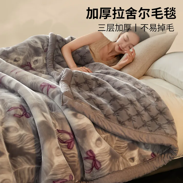 拉舍尔毛毯冬季加厚保暖午睡盖毯子床单人宿舍学生珊瑚法兰绒被子