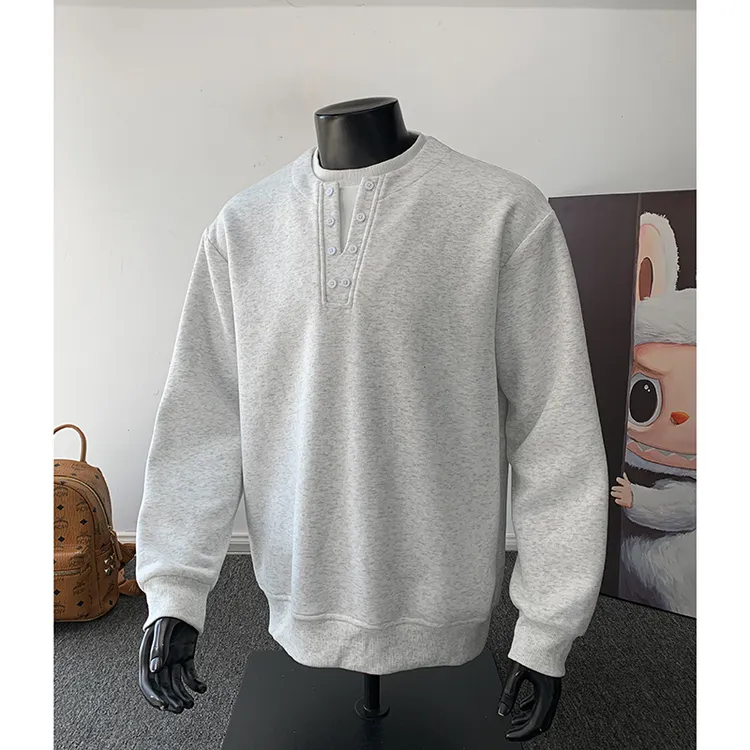 重磅加绒长袖卫衣男秋季老钱风假两件宽松男款卫衣痞帅慵懒风男装