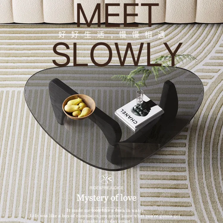 三角爆款茶几多层可折叠现代简约钢化玻璃茶几家用创意