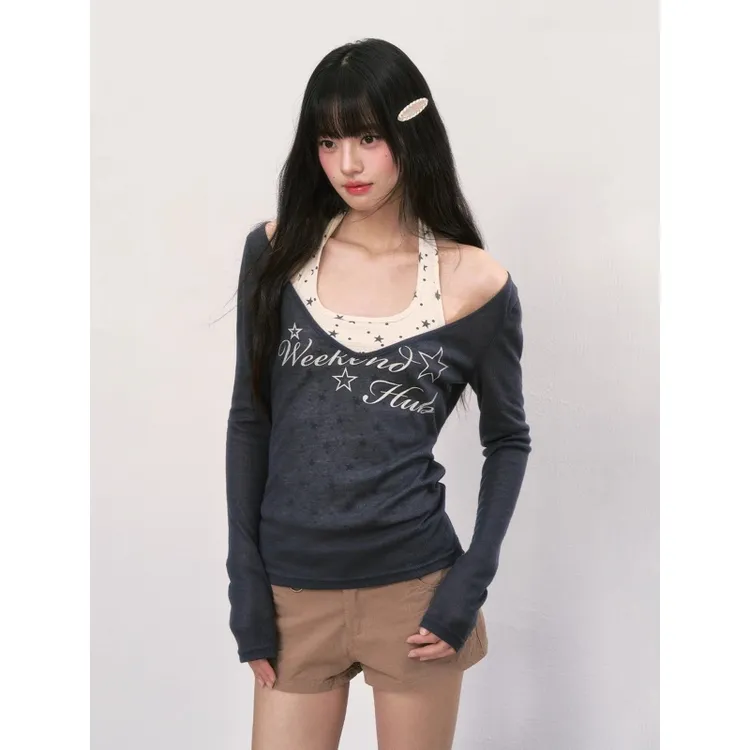 罩衫吊带两件套防晒女薄纱上衣夏日镂空长袖2026新款