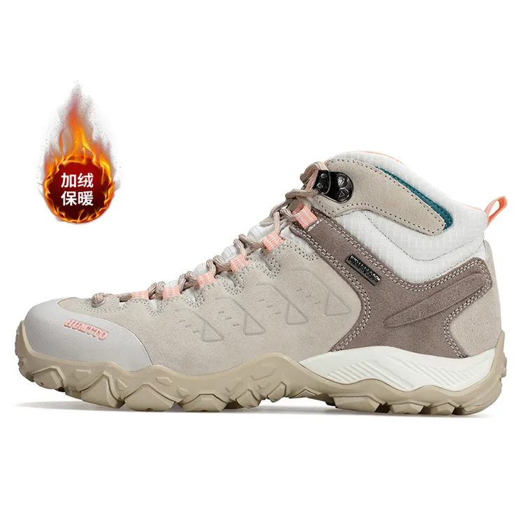 悍途冬季棉鞋女真皮加厚保暖御寒东北雪地靴短靴加绒高帮女鞋