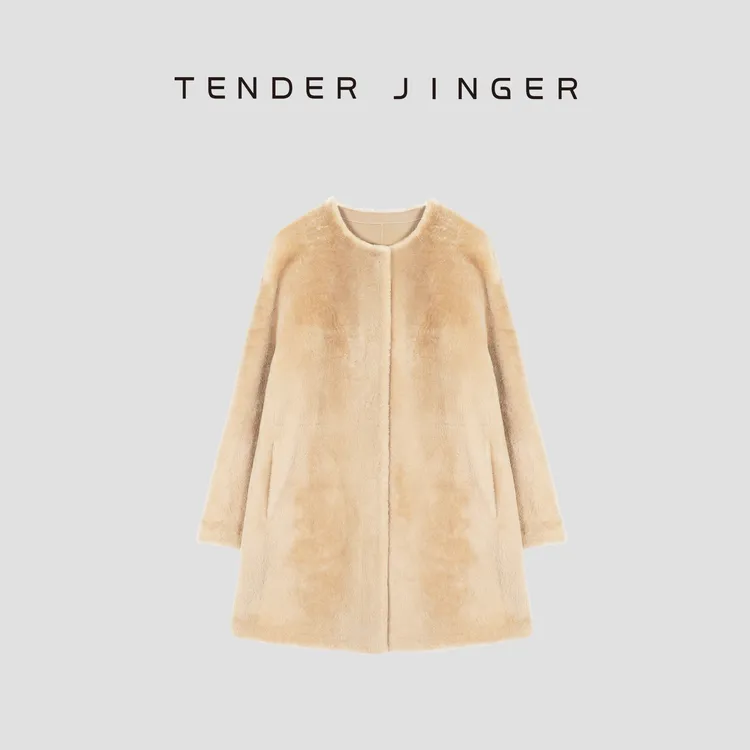 Tender Jinger【黑标】一手长圆领皮毛一体大衣T54MDD742M