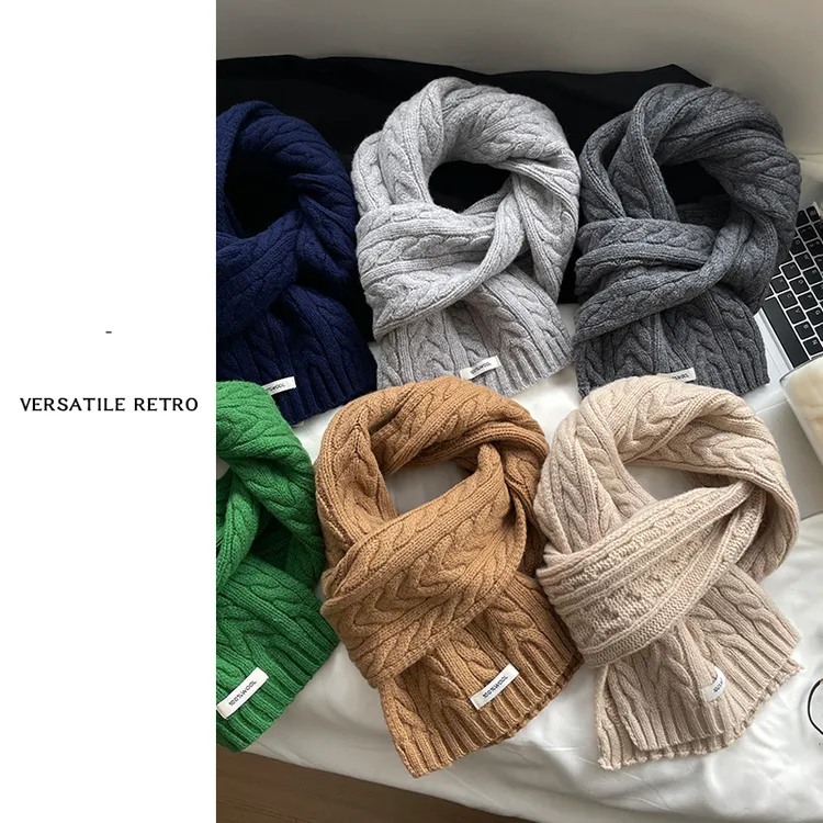 100%软糯羊毛针织围巾女秋冬季2025新款高级感复古温柔情侣围脖