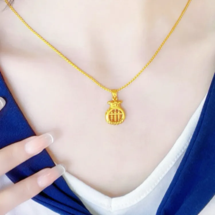 福韵天玺 铜合金项链 《韵系列》如意钱币算盘项链金色时尚百搭