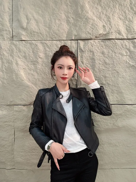 【机车女神】立领机车皮衣外套女6909皮夹克显瘦皮夹克外套女士