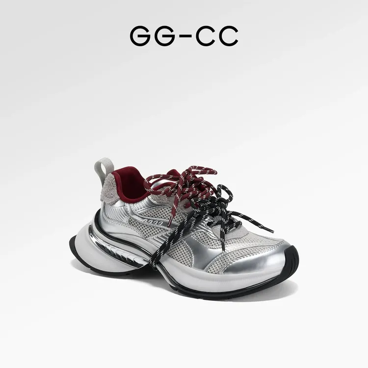 【杨超越同款】GGCC银核风暴2025春季新款厚底老爹鞋女拼色休闲鞋