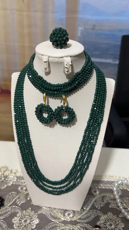 非金属仿水晶项链 最新款的绿色unqamarjan四件套