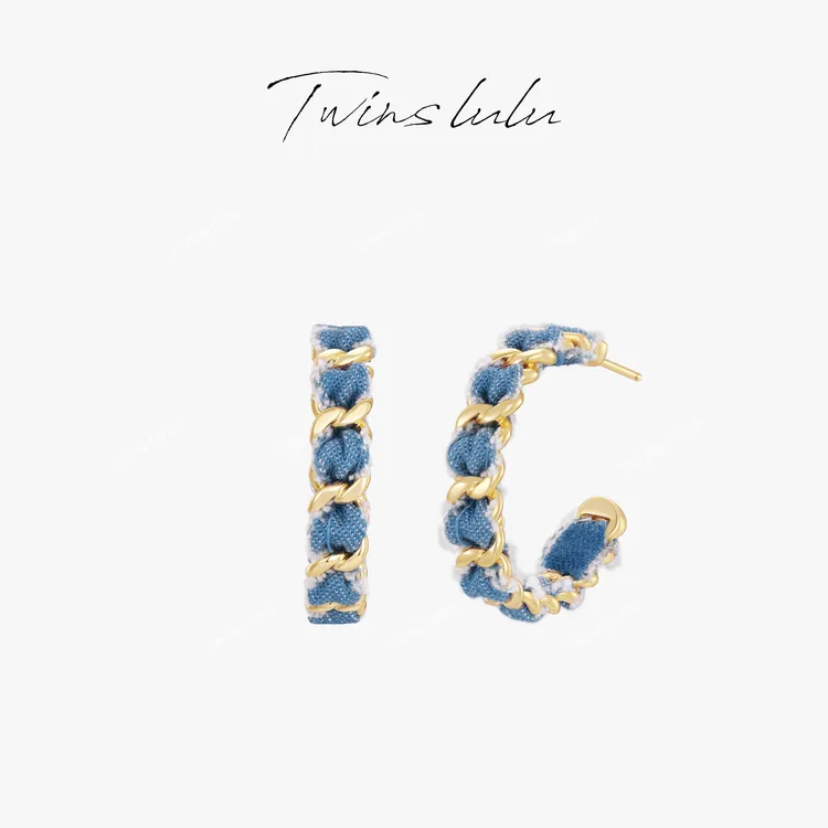 TWINS LULU 【牛仔蓝】新年款百搭小众设计高级感圈圈耳环TSL3024