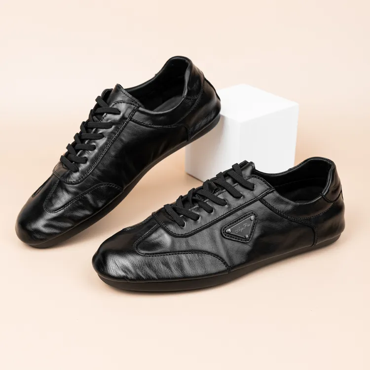 【头层牛皮】夏季新款系带尖头潮流时尚百搭透气休闲豆豆鞋男25067