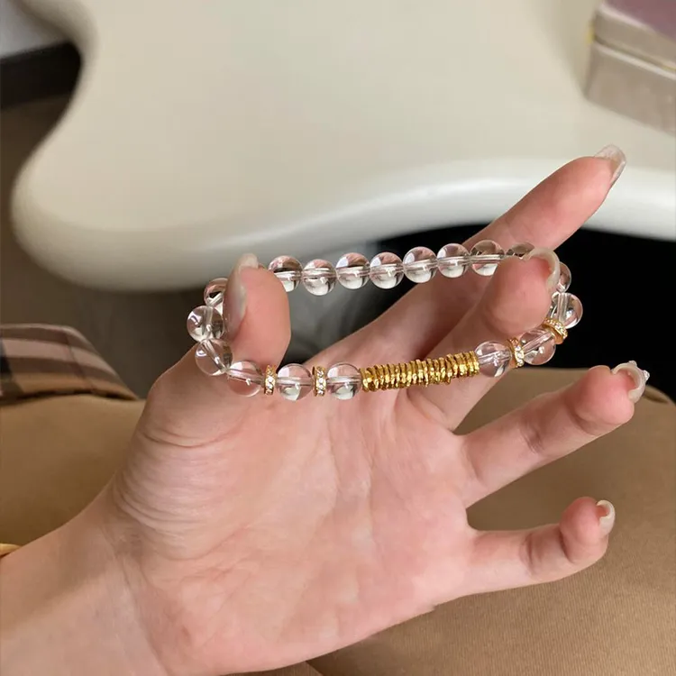 新中式冰透明白串珠葫芦手串复古简约时尚百搭轻奢高级感盘缠手饰