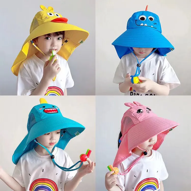 儿童防晒遮阳帽夏防紫外线太阳帽男童女孩透气防晒帽大帽檐渔夫帽
