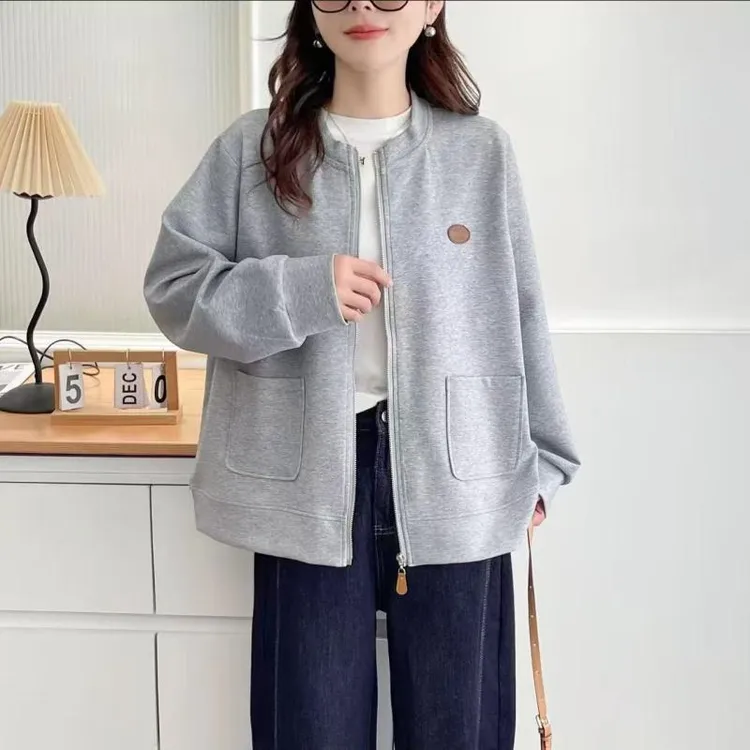 HUIZHIMEI大码春季新款休闲百搭宽松时尚显瘦薄款棒球服外套女