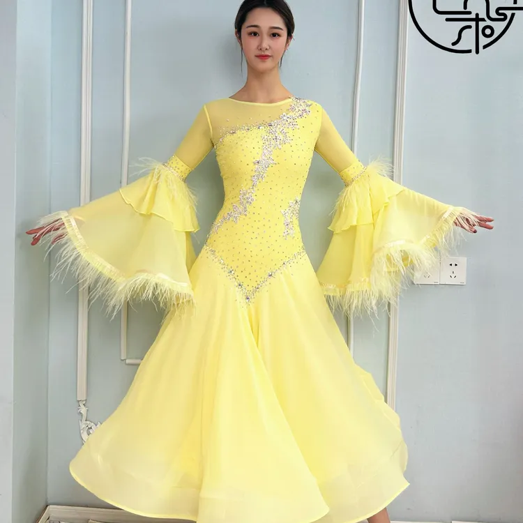 西朵舞服鸵鸟毛满钻专业摩登舞比赛服支持退换XD692