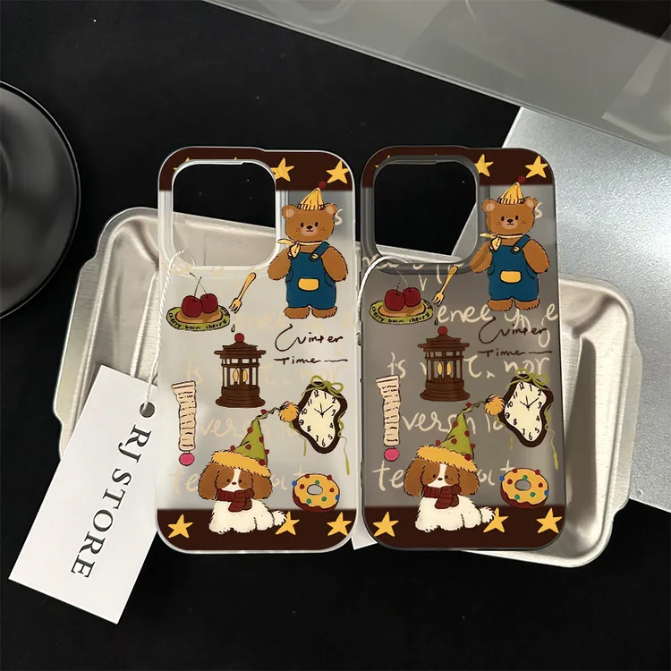 奥菲顿帽子小熊小狗适用iPhone15/16pro透白磨砂手机壳14苹果12套