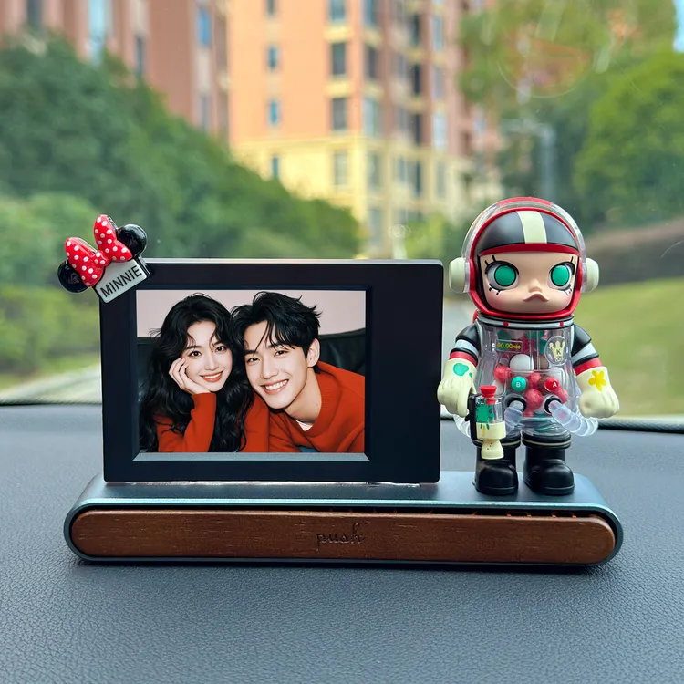 车载拍立得停车号码牌摆件创意个性可爱高级胡桃木可隐藏电话牌