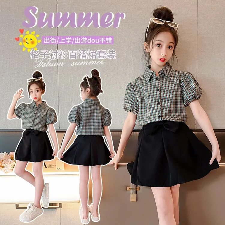 童装儿童时尚防晒衫公主2025学生大童韩版女孩中衣服裙裤两件套潮