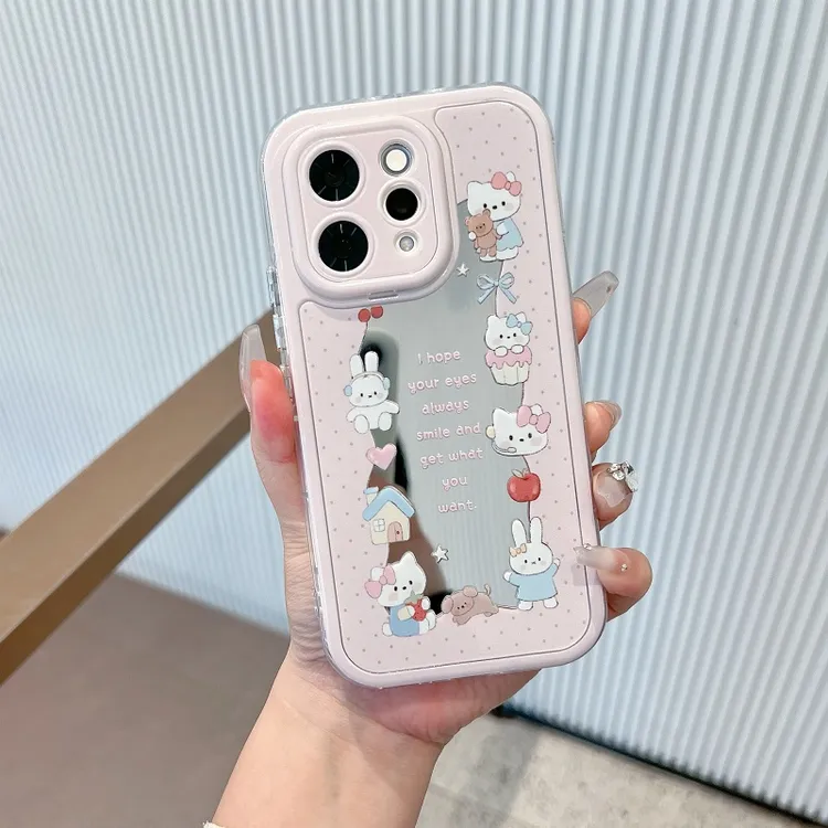 适用于vivos50手机壳新款镜面创意可爱卡通兔子女款防摔保护套