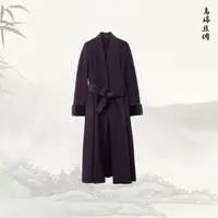 新款高端气质双面呢子山羊绒长款宽松大衣54210