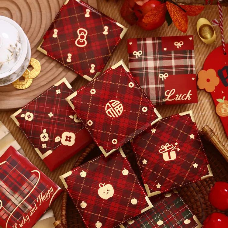 新款创意格子布纹红包通用利是封个性回礼闺蜜高级感大小号红包袋