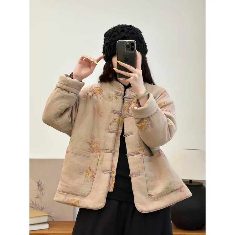 盘扣国风棉衣外套2025中式复古冬季立领棉袄加厚棉服减龄新中式