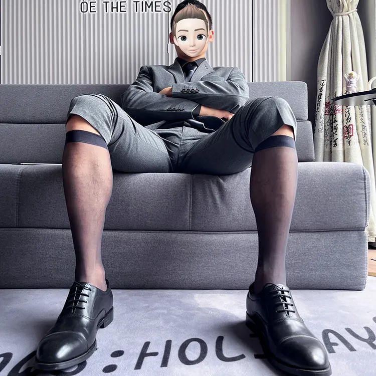 寅枷男士防勾丝正装商务超薄超透纯色丝袜男生丝滑性感裸感小腿袜