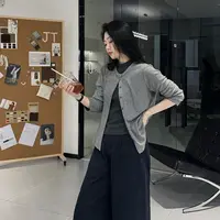 今婷秋季韩系气质时尚休闲百搭简约纯色针织长袖开衫女-J25325304