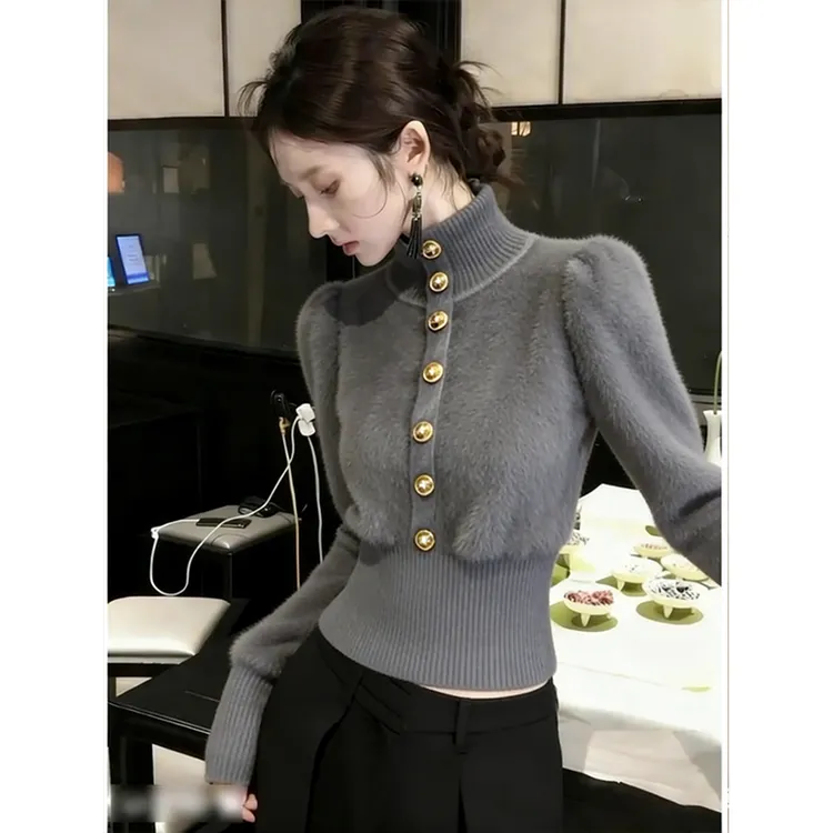 【现货】圣诞新年毛衣女冬季时髦名媛高级感气质收腰小香风针织上衣