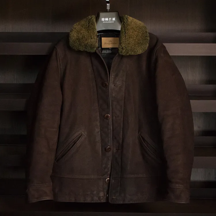爱因斯坦重水洗羽绒内胆活毛领冬加厚真皮皮衣时尚休闲复古外套男