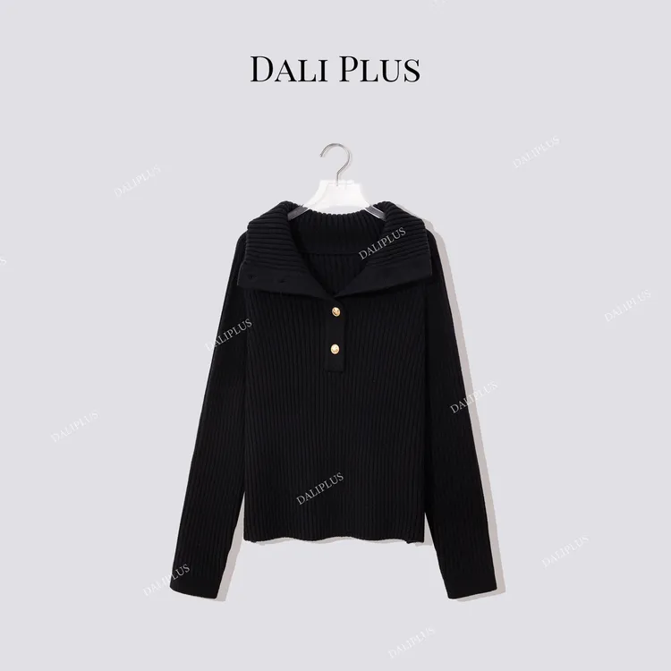 DALI PLUS“立领羊毛毛衣”慵懒风套头针织衫-D5SZ8197