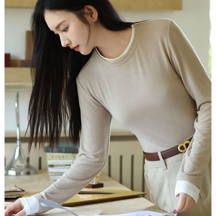 叠穿撞色假两件,时尚潮流 百搭出行~内穿或外搭长袖31744