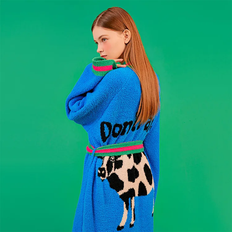 时尚图案浴袍卡通可爱少女彩色好看原创浴袍