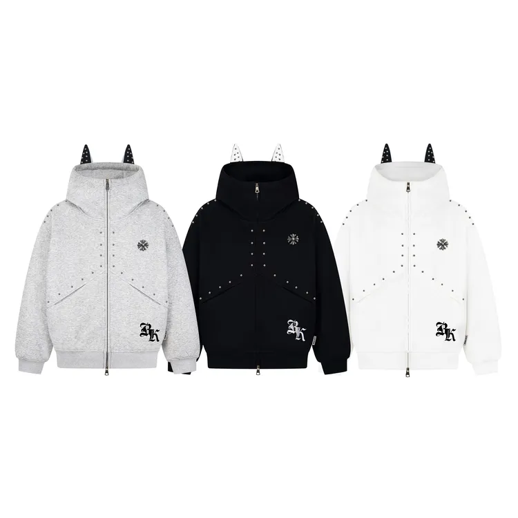 【kay.专属】美式铆钉小恶魔杜宾犬卫衣连帽男女秋冬外套文文不乖