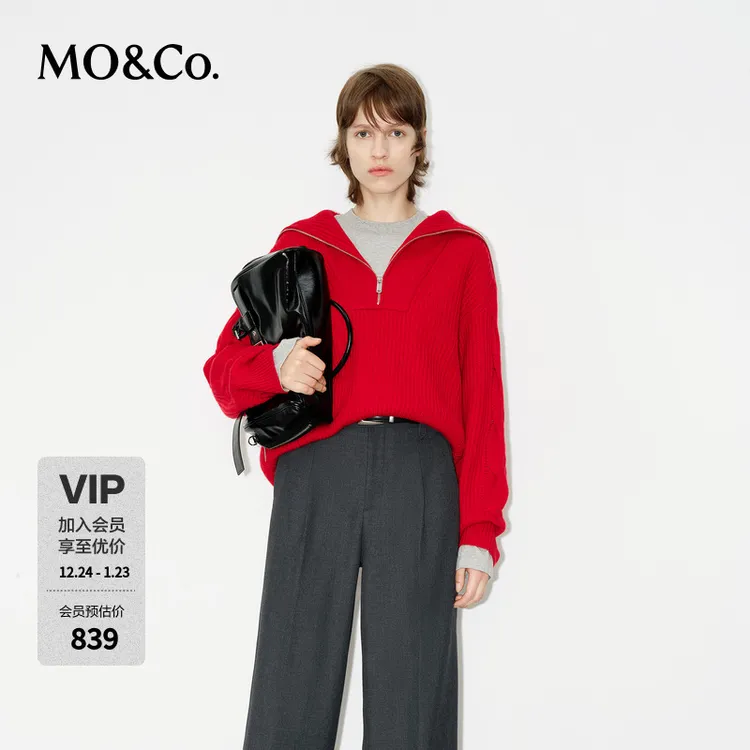 MOCO毛衣冬【山羊绒×绵羊毛×醋酸】海军领MBD4SWTT05