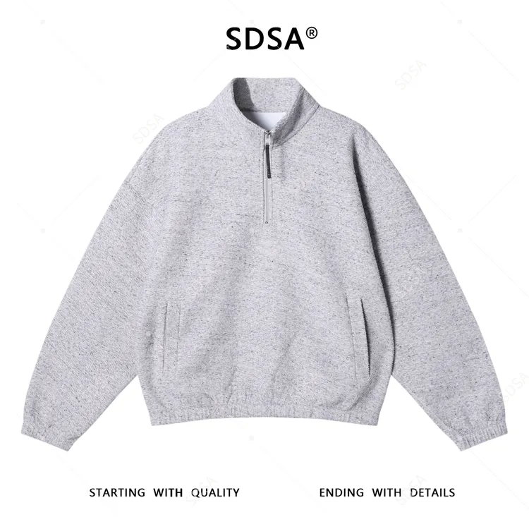 SDSA男士秋冬新款痞帅男装时尚休闲半拉链立领针织卫衣宽松网红款