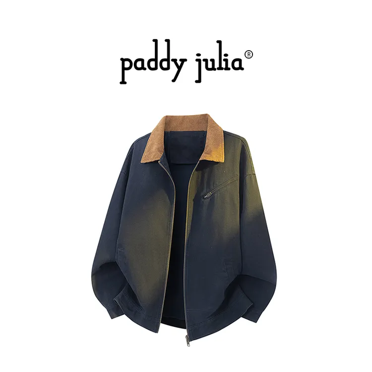 Paddy julia美式高级感夹克男秋季宽松立领休闲设计拼接外套男装