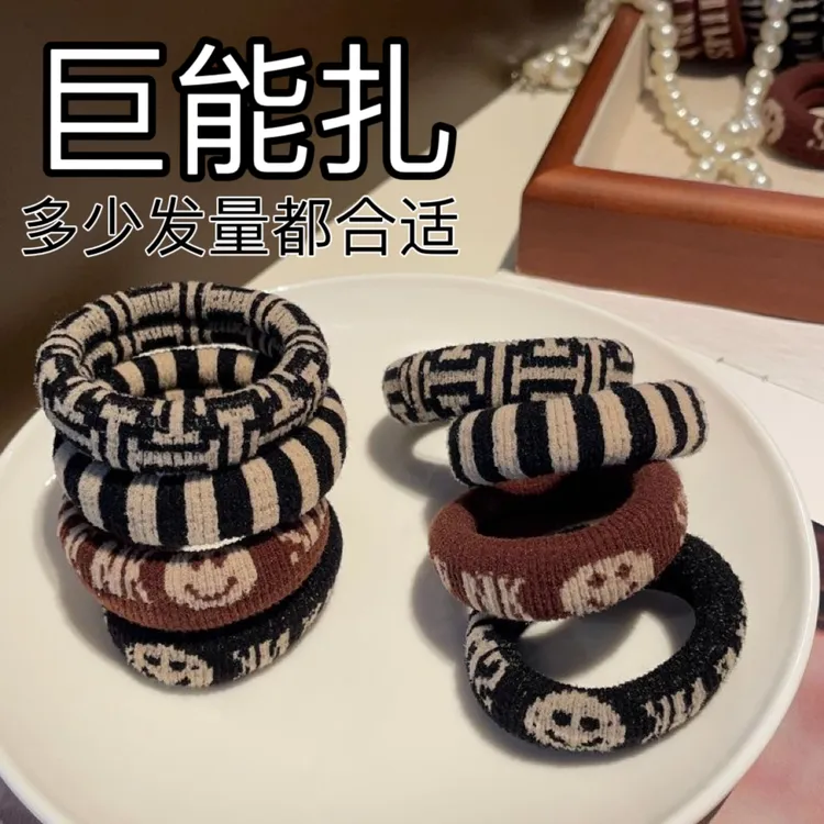 高弹力头绳耐用橡皮筋女复古简约无接缝发绳时尚高马尾发圈扎头饰