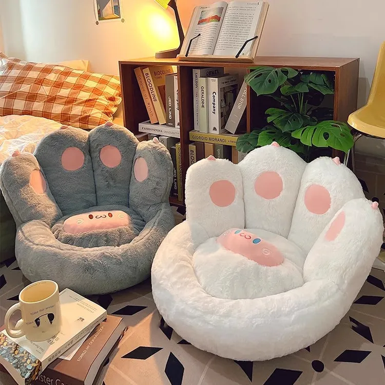 可爱猫爪坐垫靠背一体蒲团飘窗榻榻米垫子地板懒人沙发屁垫保暖qt