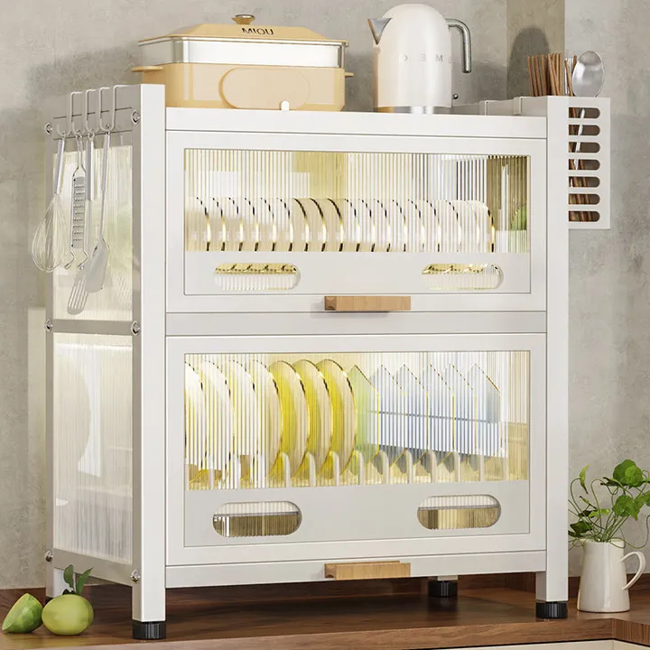带门碗碟柜微波炉架子台面碗碟架放碗杯子架家用沥水架防尘碗柜