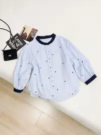 韩版撞色设计简约显瘦衬衣条纹衬衫洋气衣服女