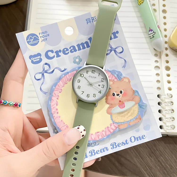 聚利时手表女学生考试专用韩版简约气质森系小清新百搭石英表1552