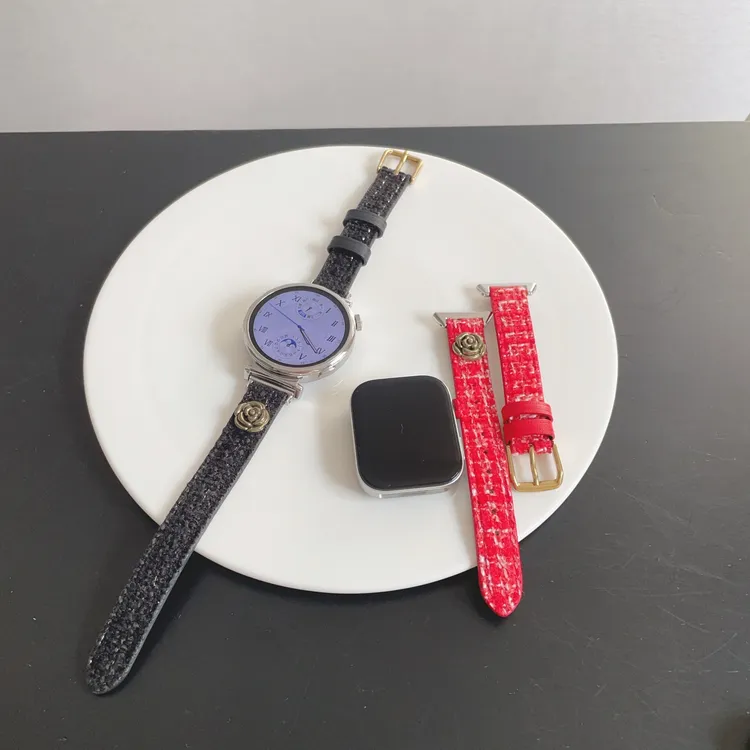 毛呢山茶花适用华为gt6手表gt5gt432表带小米S4小香风华为fit4等